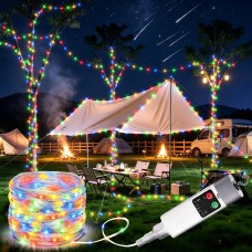 Joomer Camping String Lights, 33FT 100LED Rechargeable Outdoor Lights Waterproof, 13 Modes Camping Essentials Gear for Tent Awning Garden Patio Travel Decoration (Multicolor)