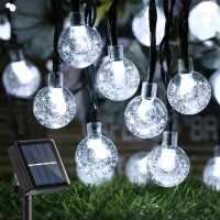 Joomer Outdoor Solar String Lights 39Ft 60 LED Upgraded Solar String Lights,8 Modes Waterproof Crystal Ball Lights Solar Fairy Patio Lights for Garden, Lawn, Porch, Gazebo, Bistro Decor(White)