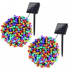 Joomer 2 Pack Solar Christmas Lights 72ft 200 LED 8 Modes Solar String Lights, Waterproof Solar Fairy Lights for Garden, Patio, Home, Wedding, Party, Christmas Decorations (Multi-Color)