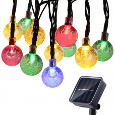 Globe Solar String Lights, 20ft 30 LED Outdoor Bulb String Lights,Waterproof 8 Modes Solar Patio Lights for Patio, Garden, Gazebo, Yard, Outdoors (Multi-Color)