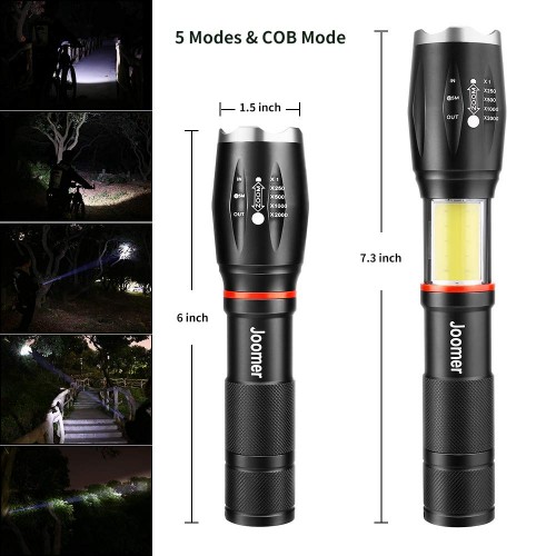 LED Tactical Flashlight Rechargeable Ultra Bright Zoomable Gold Armour 2 PACK 
