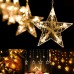 Joomer Star Curtain Lights, 12 Stars 138 LED Connectable Window Curtain Lights with 8 Flashing Modes Decoration for Christmas, Wedding, Party, Home, Bedroom Decorations (Warm White)