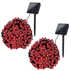 Joomer 2 Pack Solar Christmas Lights 72ft 200 LED 8 Modes Solar String Lights Waterproof Solar Fairy Lights for Garden, Patio, Fence, Balcony, Outdoors (Red)