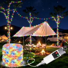 Joomer Camping String Lights, Camping Essentials Gear 66FT 200LED Rechargeable Lights Waterproof, Outdoor String Light with 13 Modes for Awn Tent Yard Garden Hiking Travel Decoration (Multicolor)