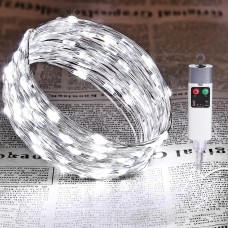 Joomer Fairy String Lights, 33FT 100LED Rechargeable Silver Wire String Lights with Timer and 13 Modes, Waterproof Portable Camping Lights for Tent, Patio, Bedroom, Outdoor Decor (White)
