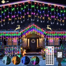 Joomer RGB Christmas Icicle Lights - 94FT Color Changing Outdoor String Lights with Remote Timer, Dripping Blood Effect for Haunted House, Roof, Eaves, Christmas Decor (Non-Connectable)