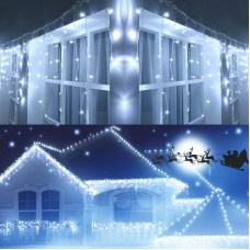 Joomer Christmas icicle lights,300 LED 29ft 8 Modes with 60 Drops,Christmas Lights with Timer,Waterproof Connectable Outdoor String Lights for Holiday,Wedding,Party Christmas Decorations(White)